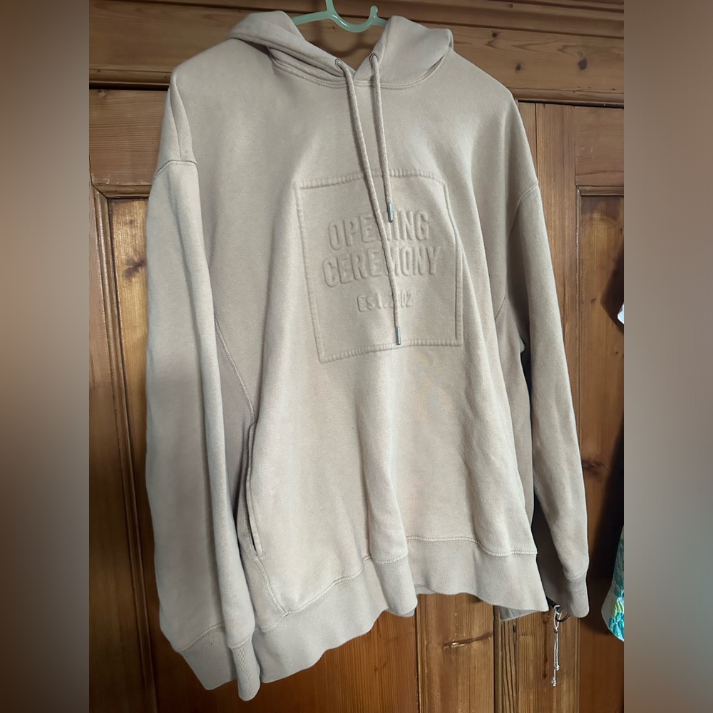 Opening Ceremony- tan/beige hoodie with pockets sz.XL